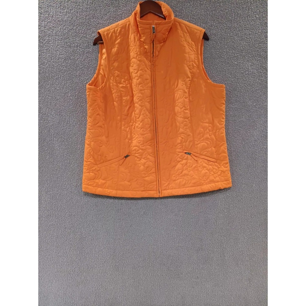 Chico's Zenergy Quilted Zip Vest Women's Size 3 Orange Lightweight Travel Pocket